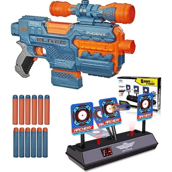 Dětská zbraň Nerf Elite 2.0 Phoenix CS-6 E9961 + elektronický terč 3 cíle