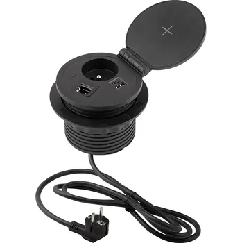 Elektrická zásuvka StrongPower El. zásuvka otevírací, 1x230V, Francouzská, 1xUSB A+C, bezdr. nab. (StrongPower El. zásuvka otevírací, 1x230V, Francouzská, 1xUSB A+C, bezdr. nab.)