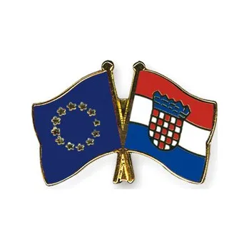 Odznak (pins) 22mm vlajka EU+Chorvatsko - barevný