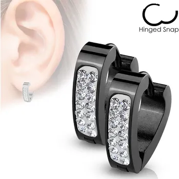 Náušnice Černé ocelové náušnice - kroužky srdíčka