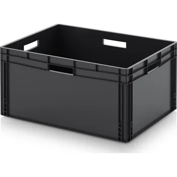 paleta ESD euro přepravky 80 x 60 x 42 cm - Dopravní černá - materiál: ESD PP - ESD EG 86/42 HO