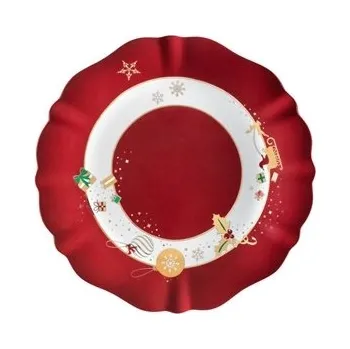 Talíř/tác na cukroví 30cm ALLELUIA I. BRANDANI (barva - porcelán, bílá/červená/zlatá)