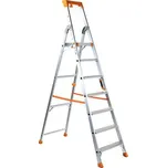 Hliníkové schůdky s držákem, 7 stupňů - Manutan Expert + Prodloužená záruka na 10 let