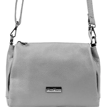 Malá/střední tříoddílová kožená šedá crossbody kabelka Mia More no. 002