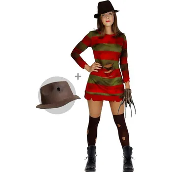 Funiglobal - Kostým Freddy Krueger s kloboukem pro ženy - Noční můra v Elm - S
