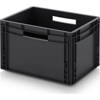ESD euro přepravky 40 x 30 x 27 cm - Dopravní černá - materiál: ESD PP - ESD EG 43/27 HG HO