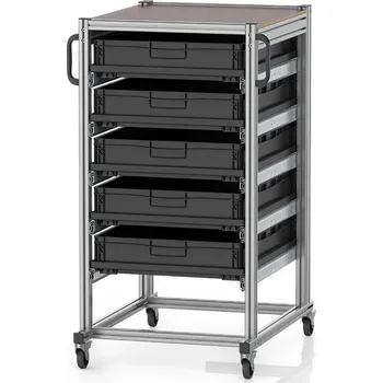 paleta ESD systémové přepravní podvozky pro euro přepravky 80 x 60 Výška 134 cm 70 x 93,5 x 135 cm - Dopravní černá - materiál: Aluminium / Stahl / Kunststoff / MPX - ESD SE 134 8612