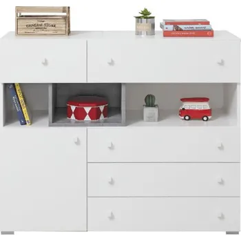 Šatní skříň Komoda SIGMA - SI12, Bílý Lux + Beton