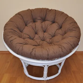 Papasan Ratanový papasan 100 cm bílý, polstr hnědý melír