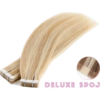 Deluxe neviditelné vlasové PU pásky tape in na prodlužování vlasů 50cm 18/613 - nejsvětlejší hnědá / nejsvětlejší blond