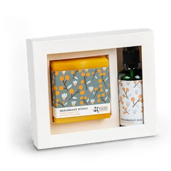 Pleťový olej Mydlárna U Dvou koček Dárková sada s meruňkovým mýdlem a olejem