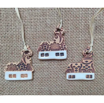 Vánoční dekorace Keramický závěsný kostelíček