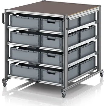 paleta Systémový přepravní vozík ve formátu palety 130 x 126,2 x 134,6 cm - materiál: Aluminium / Stahl / Kunststoff / MPX - EG SW 134 1210 6422