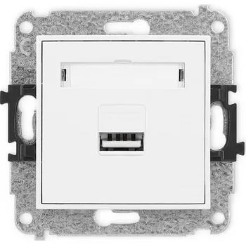 Elektrická zásuvka KARLIK Jednoduchá nabíječka USB A, MAX 5W, 5V, 1A Barva: Matná bílá