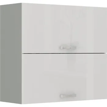 Kuchyňská skříňka Kuchyňská horní skříňka BOLZANO 80-GU-72-2F, Bílý lesk/Šedá