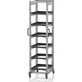 paleta ESD systémové přepravní podvozky pro euro přepravky 60 x 40 Výška 200 cm 71,8 x 50 x 201,1 cm - Dopravní černá - materiál: Aluminium / Stahl / Kunststoff / MPX - ESD SE 200 64 U.2