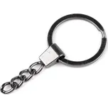 Kroužek na klíče Ø30 mm s řetízkem, plochý, barva 3 nikl černý