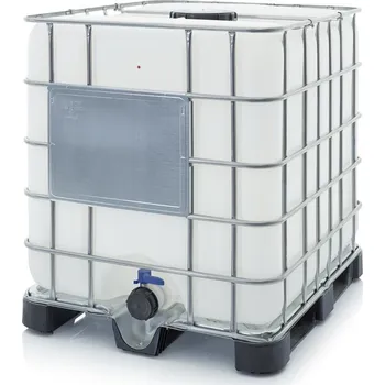 paleta IBC kontejnery s plastovou paletou 120 x 100 x 116 cm - materiál: Vnitřní nádoba: Vyfukovaný HD PE Rám: Rám svařovaný z ocelových trubek\, zinkovaný - IBC 1000 K 225.80