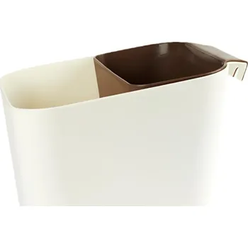 Odpadkový koš Závěsný odpadkový koš na kuchyňská dvířka plast 2v1 678369 hnědý/bílý