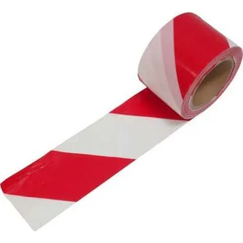 Lepicí páska Páska výstražná, nelepicí, červeno – bílá, 80 mm x 100 m