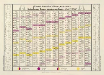 Kalendář Nakladatelství Krásná paní Žofie Kanyzová jednolistý lunární kalendář 2024