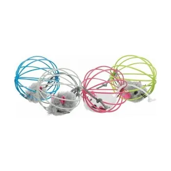 Hračka pro kočku Myš s rolničkou v kleci