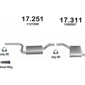 Střední díl výfuku Výfuk FORD FOCUS 1.4i-16V Hb 98-04, sada/komplet IZAWIT IZ17251A17311