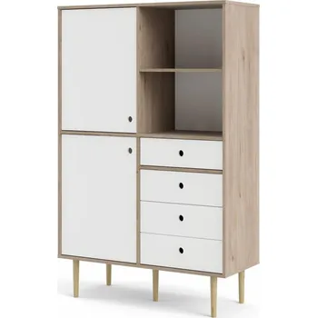 Knihovna Regál RUBY 2d4s, Hickory/Bílá