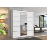 Posuvná skříň se zrcadlem BERGEN 200 Bílá+Bílá