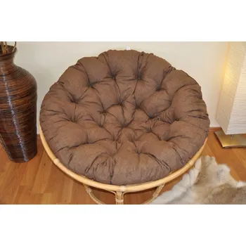 Polstr deluxe na křeslo papasan 110 cm - hnědý melír