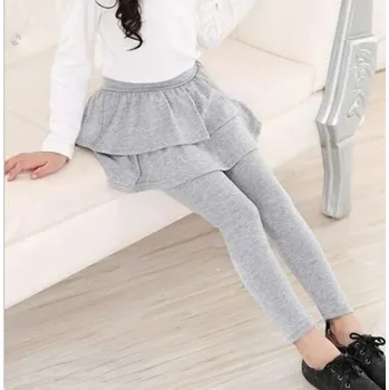 Chlapecké kalhoty Dívčí bavlněné legíny s volánkovou sukýnkou Barva: Šedá, Velikost: 100/3 roky