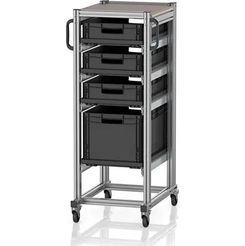 paleta ESD systémové přepravní podvozky pro euro přepravky 60 x 40 Výška 134 cm 71,8 x 50 x 134,6 cm - Dopravní černá - materiál: Aluminium / Stahl / Kunststoff / MPX - ESD SE 134 6432.2