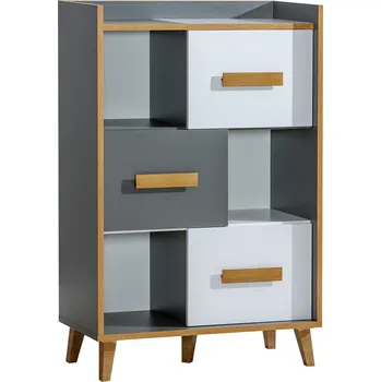 Ložnicová sestava Komoda WERSO - W5, Bílá Briliant+Antracit+Rivera