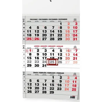 Kalendář Baloušek Tisk Nástěnný kalendář A3 tříměsíční černý 2024