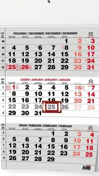 Kalendář Baloušek Tisk Nástěnný kalendář A3 tříměsíční černý 2024
