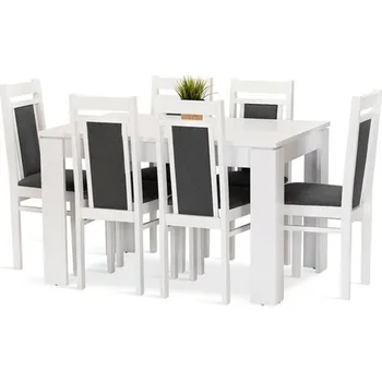 Jídelní stůl Jídelní set Akord 6 bílá/modrá