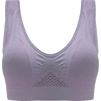 Podprsenka Dámská sportovní bezešvá push up podprsenka se síťováním a bez kostic- plus size velikosti Barva: Hollow Out&nbsp; fialová, Velikost: XXXL