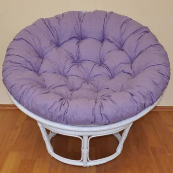 Papasan Ratanový papasan 100 cm bílý, polstr fialový melír