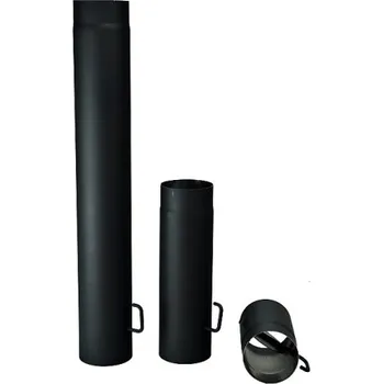 Kouřovod Kovo KRAUS Kouřovod roura s klapkou 150x500, plech 1,5 mm. Průměr 150 mm, délka 500 mm ČERNÁ