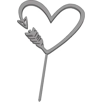 Srdce jako šíp - plastový zápich - Zelená