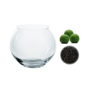 Akvarijní koule 2 l + řasokoule 3 ks a štěrk černý/bílý