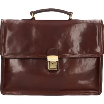 Pánská aktovka Pánská kožená aktovka Italia Hugo - tmavě hnědá