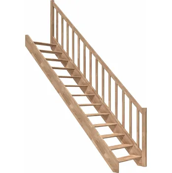 Schodiště DOLLE PARIS - Dub Podstupnice: Bez podstupnic, Zábradlí: Dřevěný sloupek, Vedení schodů: Rovný běh