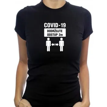 dámské tričko COVID odstup 2m Černá XL