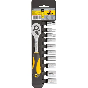 Gola sada TOPEX sada hlavic 1/4", 11 dílů