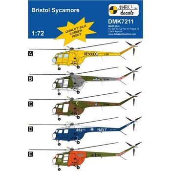 Plastikový model 1/72 Decals Bristol Sycamore (5x camo)