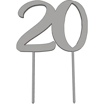 Číslice 20 - plastový zápich - Bílá / VELKÁ