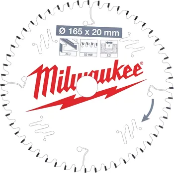 Pilový kotouč MILWAUKEE Pilový kotouč hliník 165X20X2.2X52TF NEG.