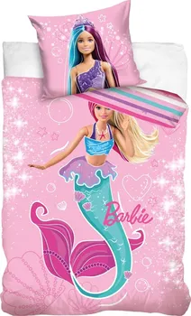 Ložní povlečení Carbotex Dětské povlečení Barbie Mořská Panna růžové 140 x 200, 70 x 90 cm zipový uzávěr