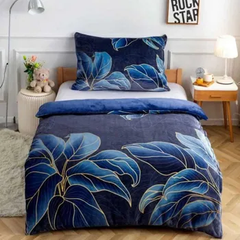 Povlečení Mikroplyšové povlečení Flower modrá: 140x200cm, 70x90cm
